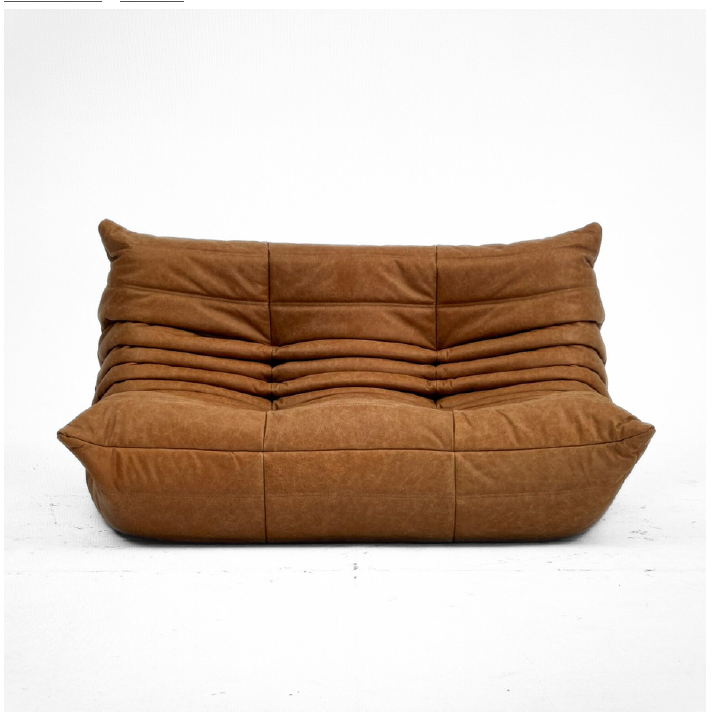 Togo 2-Seater in Tan Leather by Michel Ducaroy for Ligne Roset